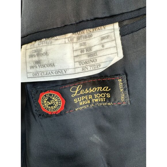 Vito Rufolo Mens Wool Suit Jacket 40R Navy Made In Italy Super 100s High Twist - Picture 5 of 16